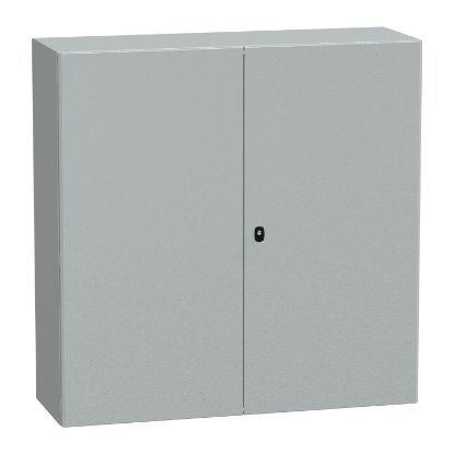 Picture of Spacial, Wall mounted steel enclosure, Spacial S3D, double plain door, with mounting plate, 1200x1200x400mm, IP55, IK10