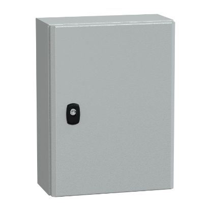 Picture of Spacial, Wall mounted steel enclosure, Spacial S3D, plain door, with mounting plate, 400x300x150mm, IP66, IK10