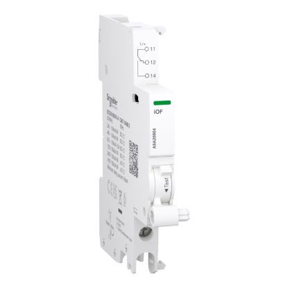 Picture of Auxiliary contact, Acti9, iOF, 1 C/O, 100mA to 6A, 24VAC to 415VAC, 24-130 VDC, bottom connection