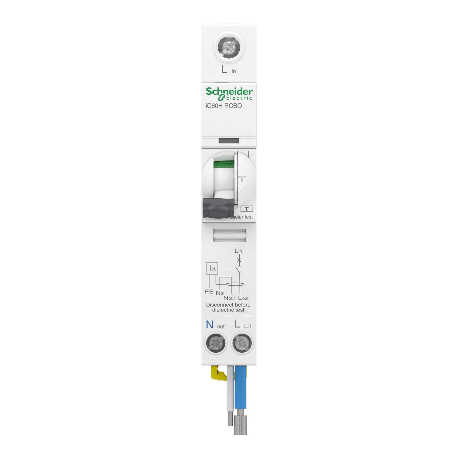 Picture of Residual current breaker with overcurrent protection (RCBO), Acti9 iC60H RCBO, 1P + Ns, 6A, 10mA, A type, 10000A