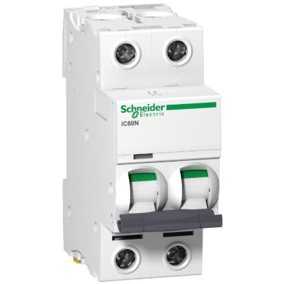 Picture of Miniature circuit breaker (MCB), Acti9 iC60N DISBO, 2P, 10A, D curve, 6000A (IEC/EN 60898-1), 10kA (IEC/EN 60947-2)