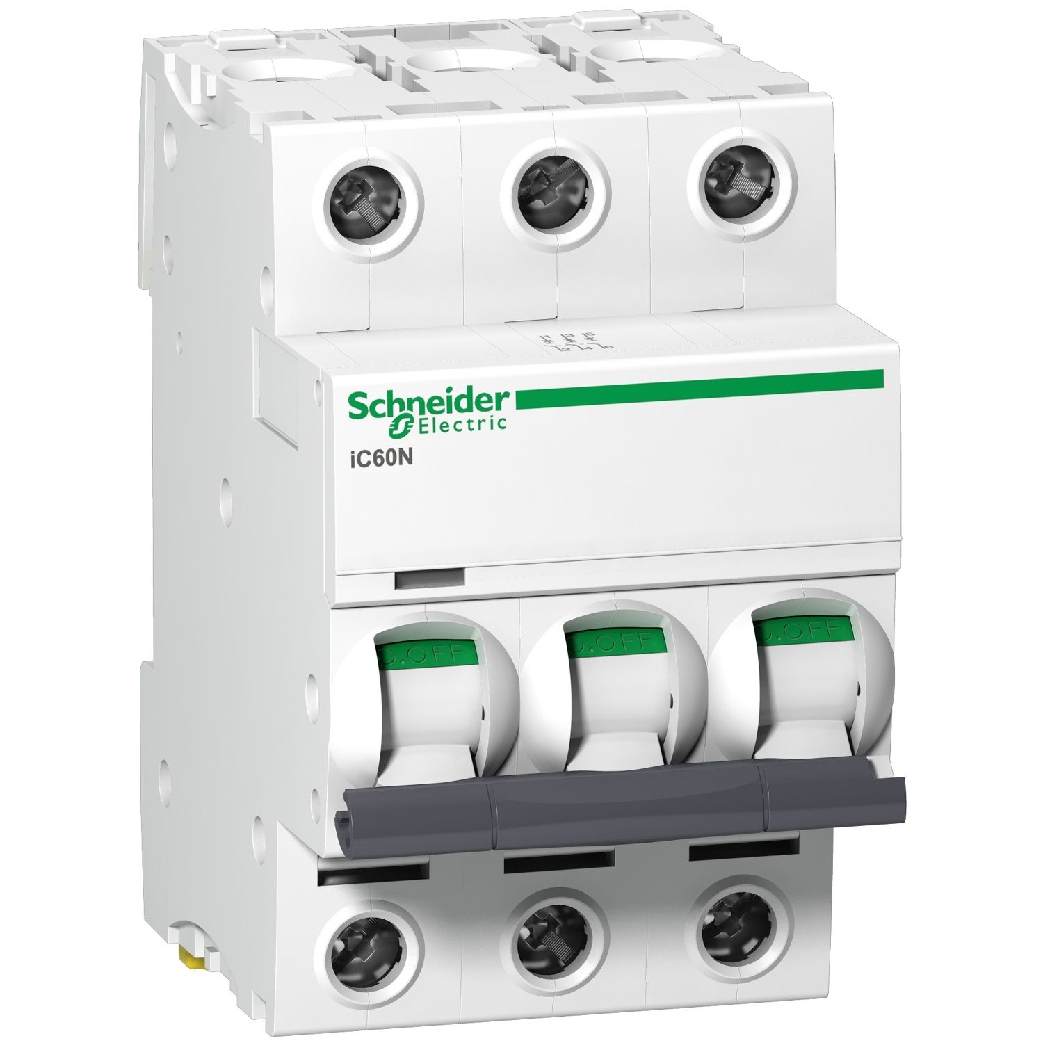 Picture of Miniature circuit breaker (MCB), Acti9 iC60N DISBO, 3P, 4A, D curve, 6000A (IEC/EN 60898-1), 50kA (IEC/EN 60947-2)