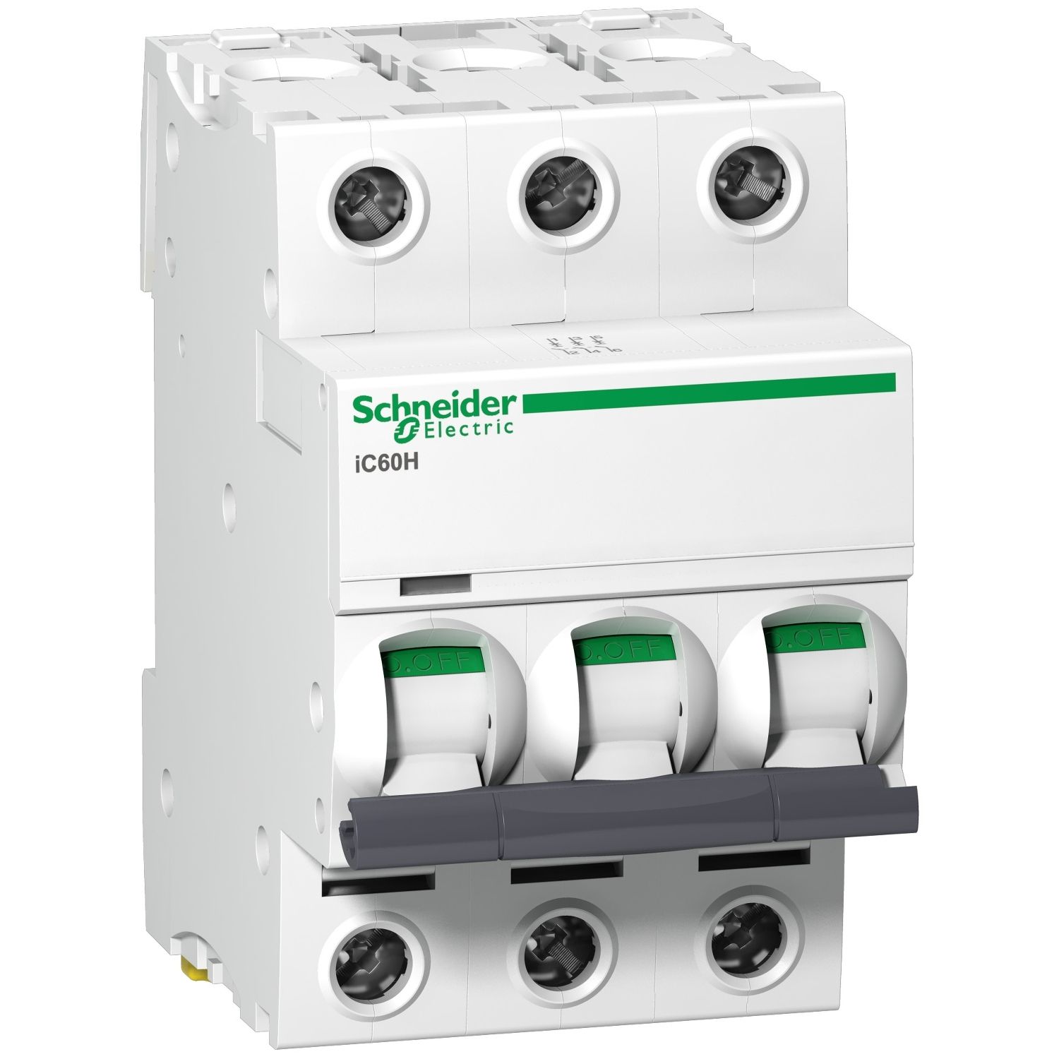 Picture of Miniature circuit breaker (MCB), Acti9, iC60H Disbo, 3P, 6A, D curve, 10000A (IEC/EN 60898-1), 15kA (IEC/EN 60947-2)