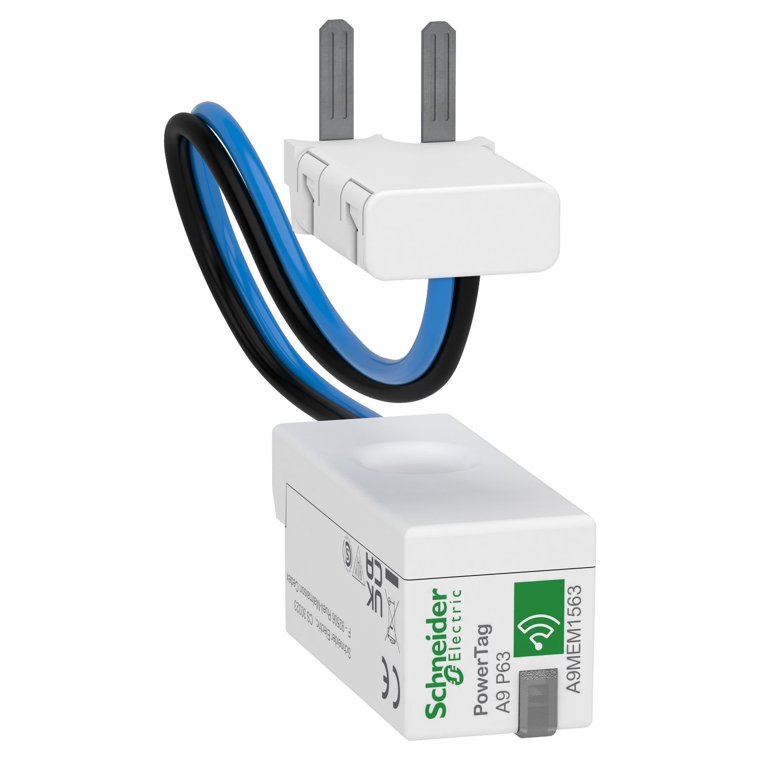 Picture of Energy sensor, Acti9, PowerTag Phase Neutral 63A 1P+N bottom position for RCBO 18mm Slim