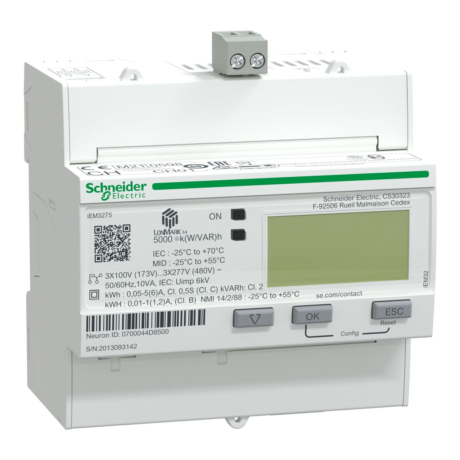 Picture of iEM3275 energy meter - CT - LON - 1 digital I - multi-tariff - MID