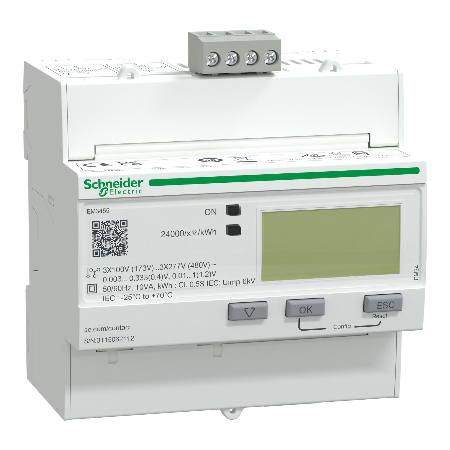 Picture of IEM3455 energy meter, Acti9, Modbus - 1 DI - 1 DO - multi-tariff - LVCT