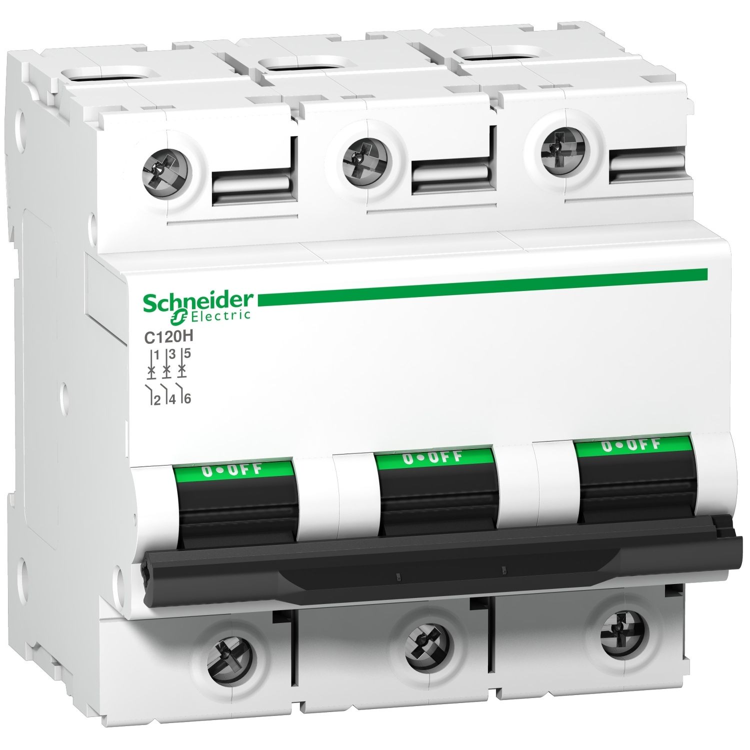 Picture of Miniature circuit breaker (MCB), Acti9, C120H, 3P, 63A, D curve, 15000A (IEC/EN 60898-1), 15kA (IEC/EN 60947-2)