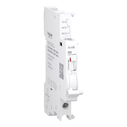 Picture of Auxiliary contact, Acti9, SD, 1 C/O, 2mA to 100mA, 24VAC to 250VAC, 24VDC to 220VDC, bottom connection