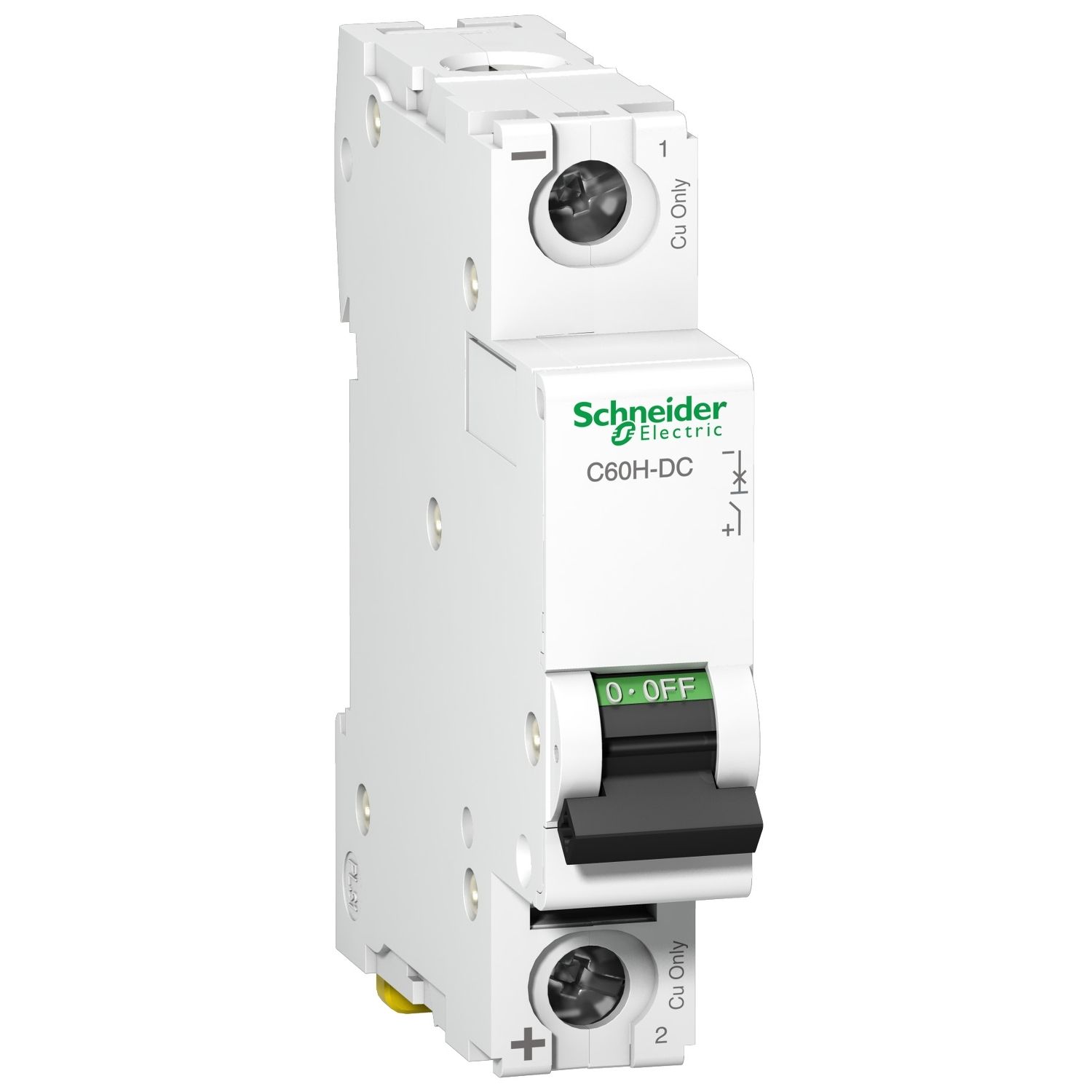 Picture of Miniature circuit breaker (MCB), Acti9, C60H-DC, 1P, 63A, C curve, 6kA (IEC/EN 60947-2)