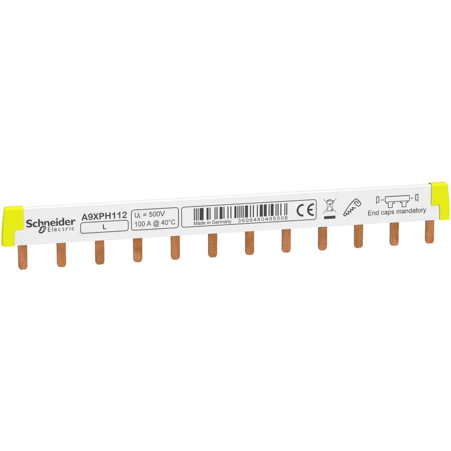 Picture of Comb Busbar, Acti9, 1L, 18 mm pitch, 12 modules, 100A