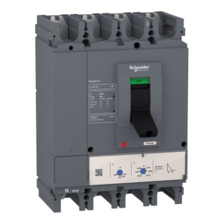 Picture of circuit breaker, EasyPact CVS400F, 36kA at 415VAC, 400A, TM-D trip unit, 4P3d