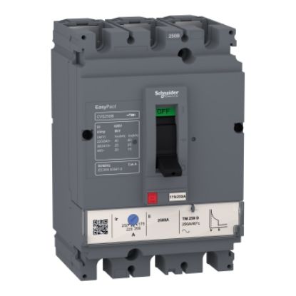 Picture of circuit breaker, EasyPact CVS100B, 25kA at 415VAC, 32A, TM-D trip unit, 3P3d