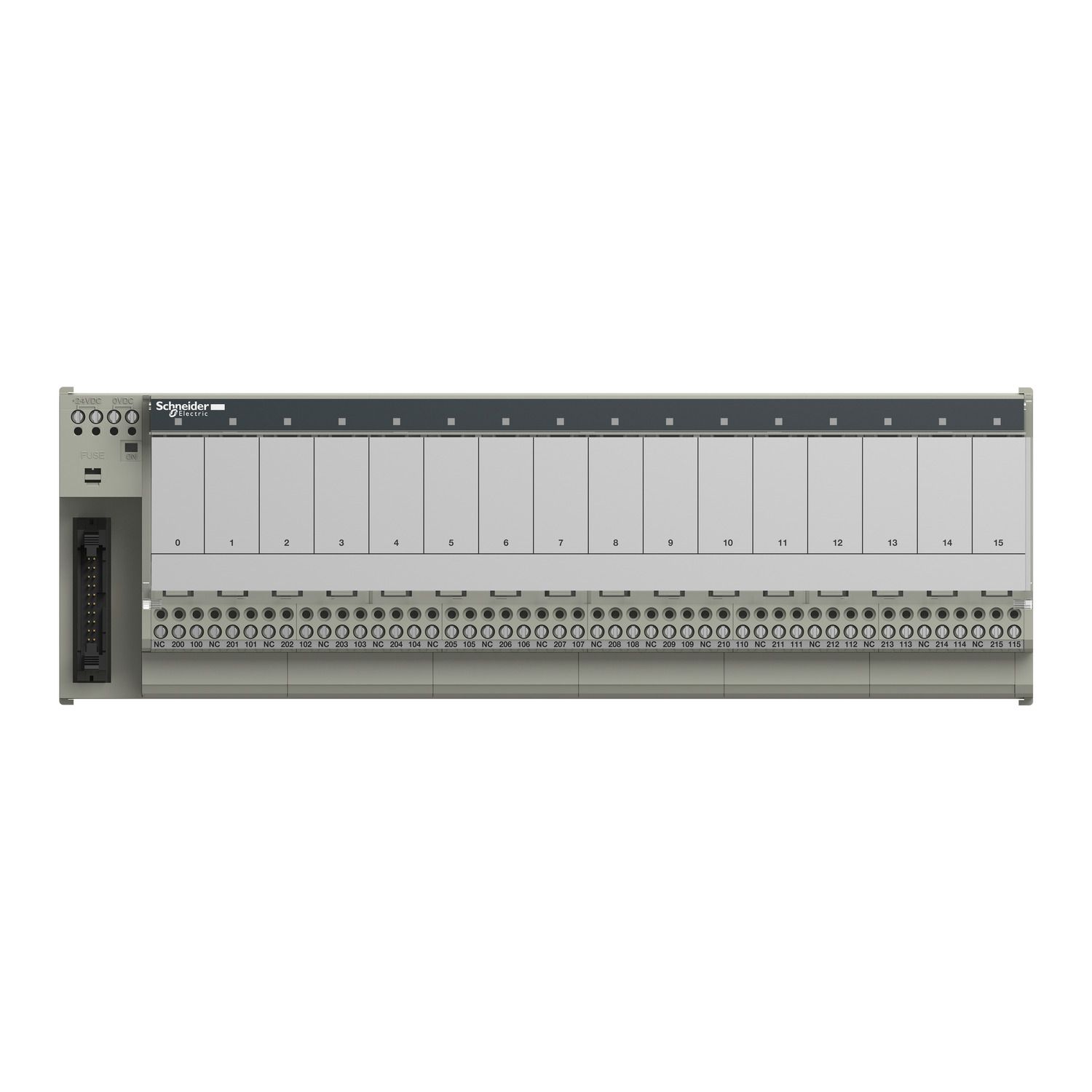 Picture of sub-base for plug-in relay ABE7 - 16 channels - relay 12.5 mm