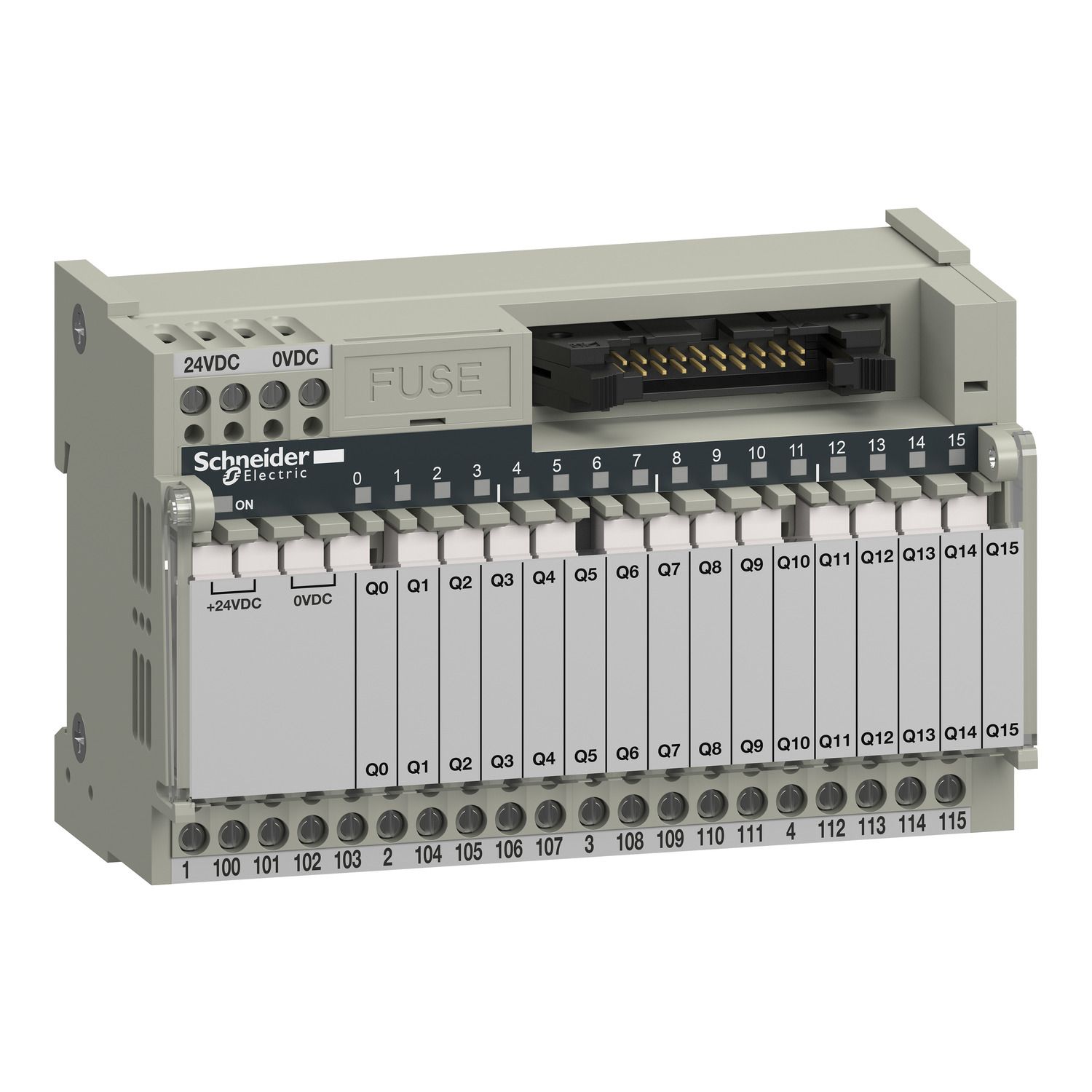 Picture of Sub-base with plug-in electromechanical relay ABE7, 16 channels, relay 5 mm