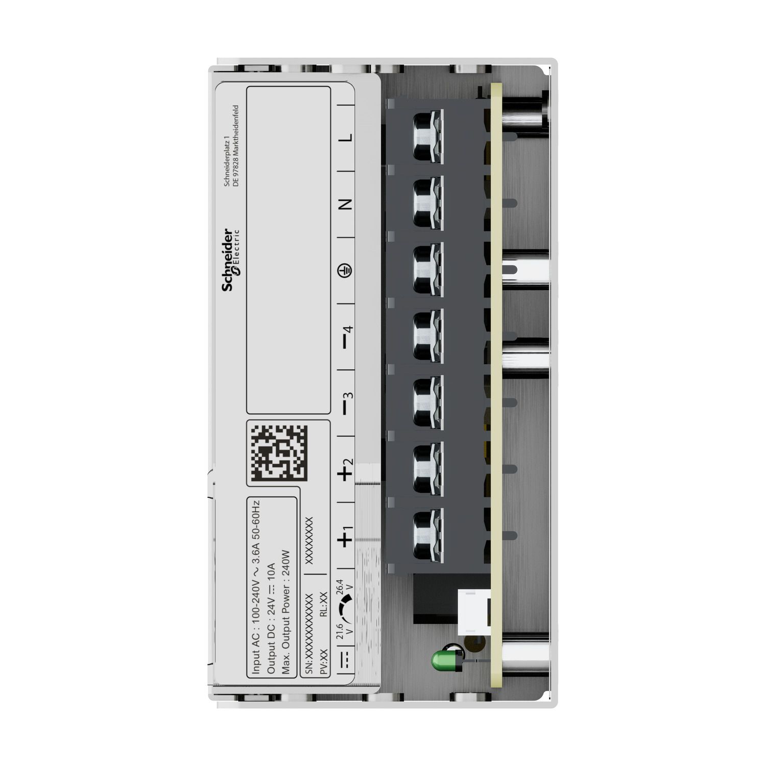 Picture of Regulated Power Supply, modicon power supply, 100...240V AC, 24V, 10A, single phase, Panel Mount