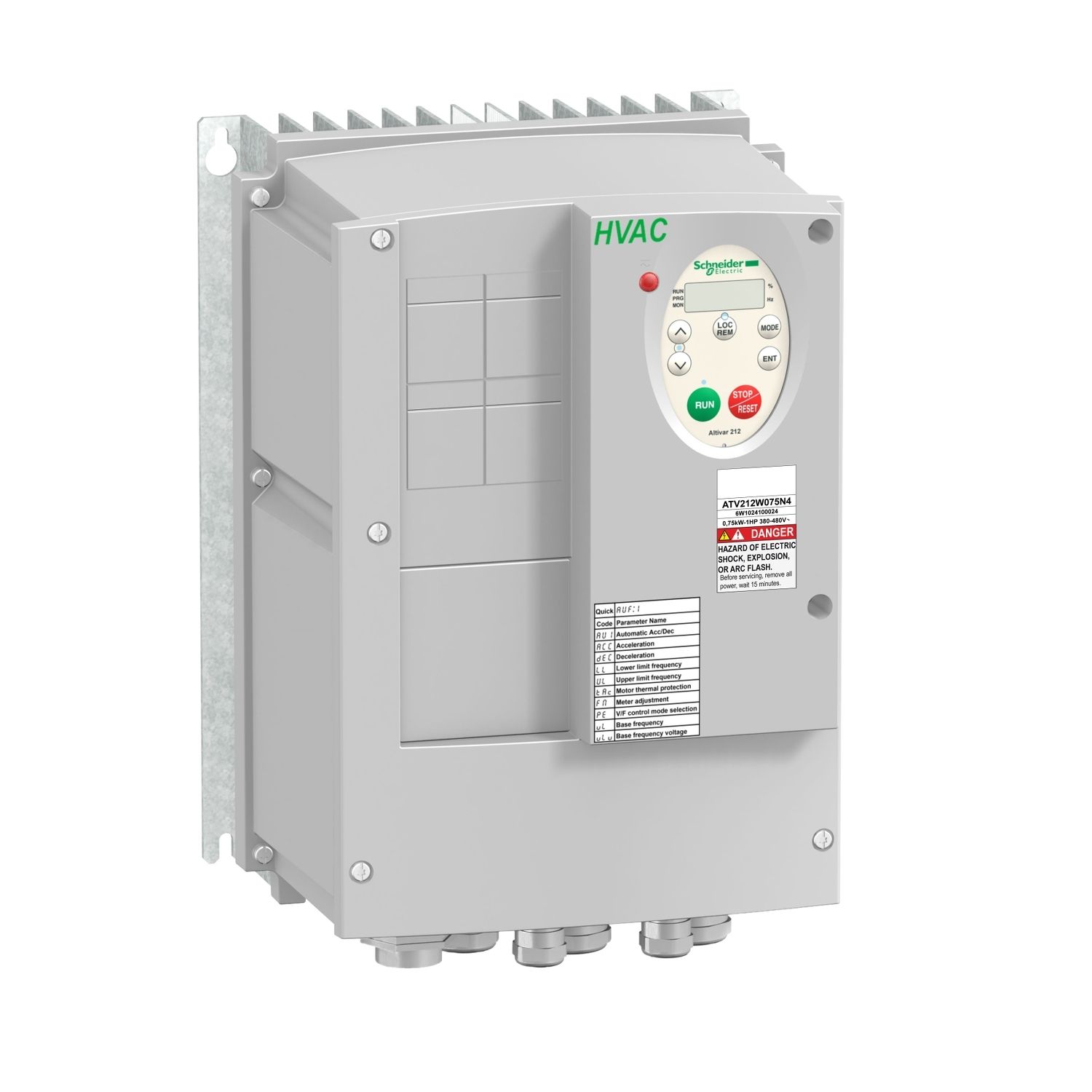 Picture of variable speed drive, Altivar 212, 1.5kW, 2hp, 480V, 3 phases, with EMC class C2, IP55