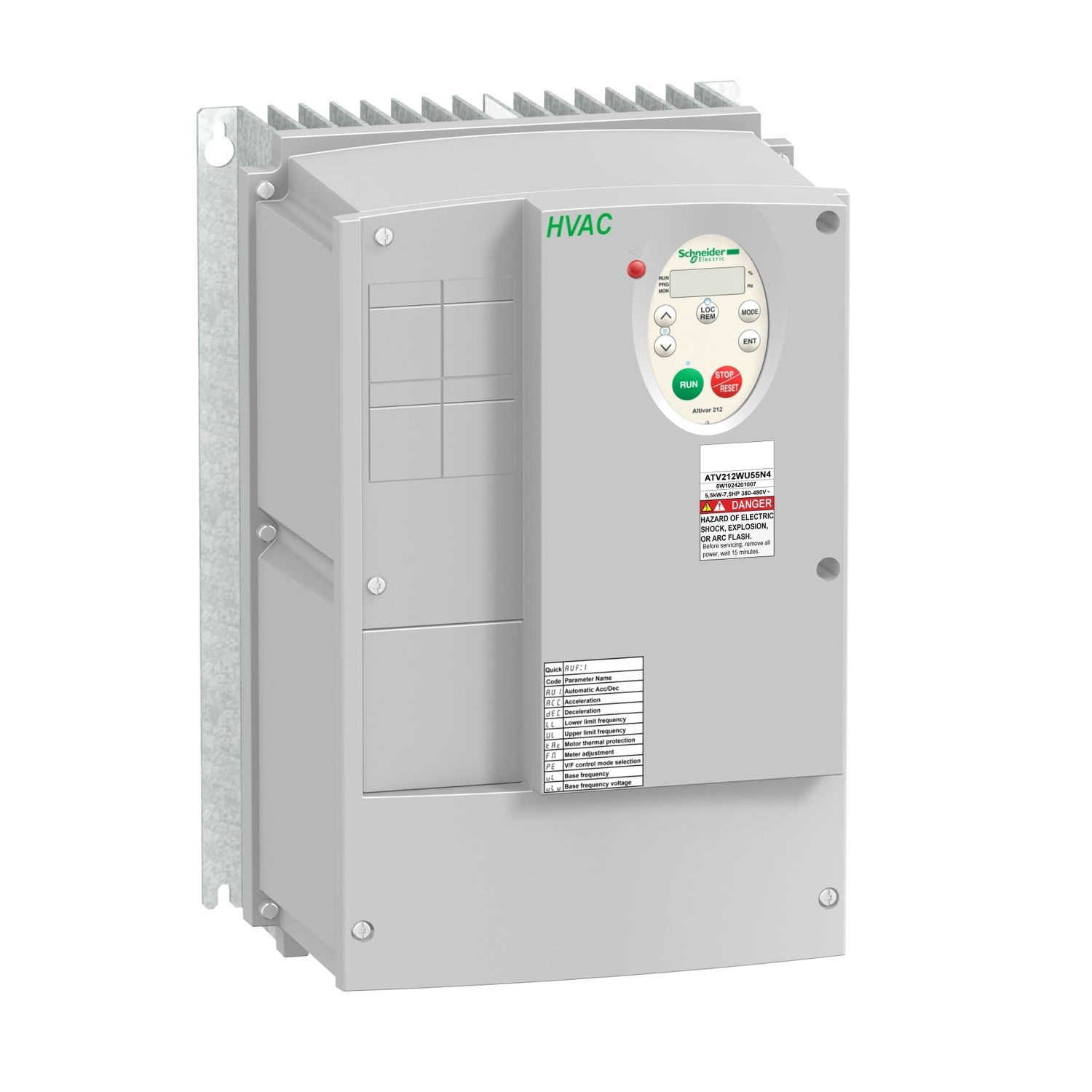 Picture of variable speed drive, Altivar 212, 7.5kW, 10hp, 480V, 3 phases, with EMC class C2, IP55
