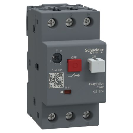 Picture of Motor circuit breaker,Easy TeSys Power,GZ1E,AC-3,3P,0.40..0.63A,thermal magnetic trip