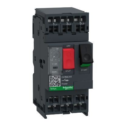 Picture of Motor circuit breaker, TeSys Deca, 3P, 1 to 1.6A, thermal magnetic, spring terminals