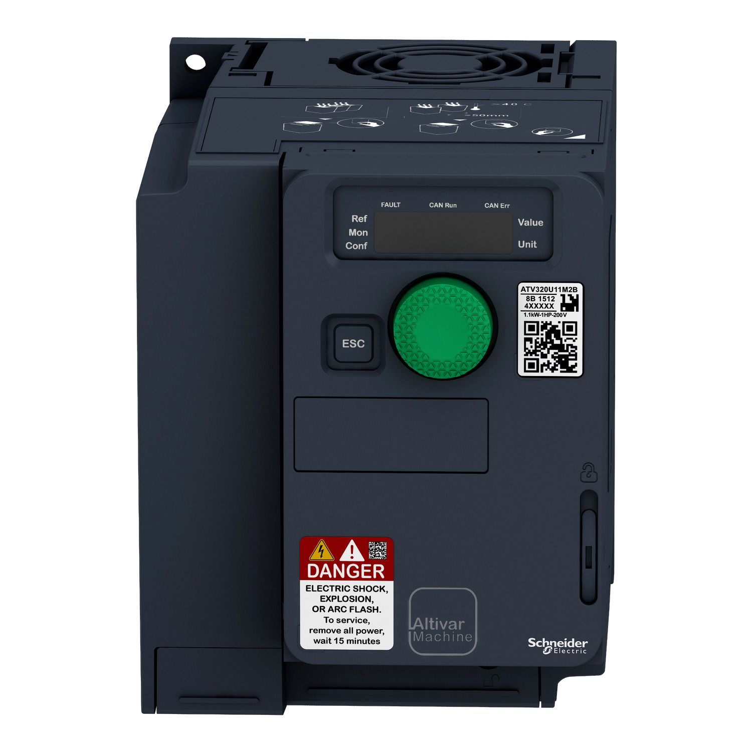 Picture of variable speed drive, Altivar Machine ATV320, 1.5kW, 200 to 240V, 1 phase, compact