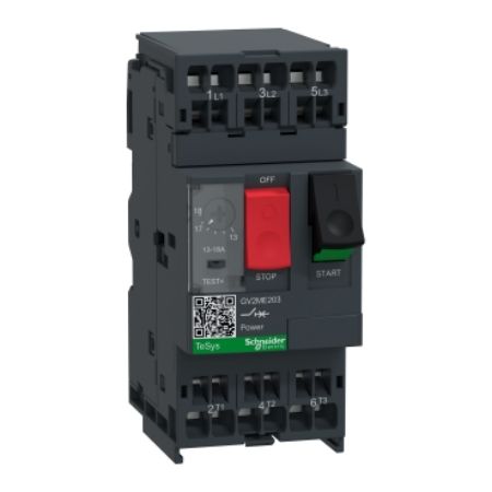Picture of Motor circuit breaker,TeSys Deca frame 2,3P,13-18A,thermal magnetic,push button,spring terminals