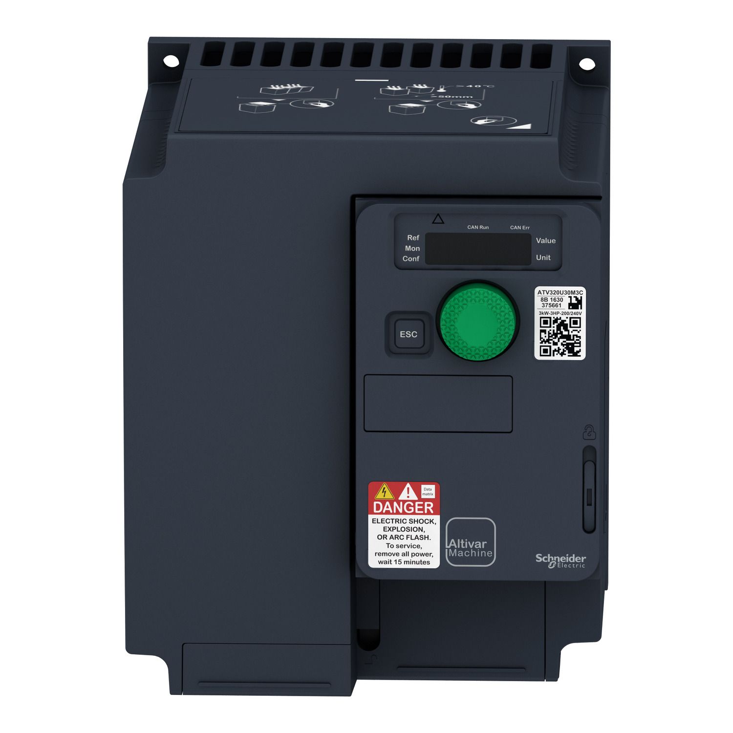 Picture of variable speed drive, Altivar Machine ATV320, 4kW, 200 to 240V, 3 phases, compact