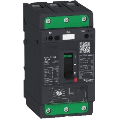Picture of TeSys Deca, Motor circuit breaker, TeSys GV4, 3P, 80A, Icu 100kA, magnetic, EverLink terminals