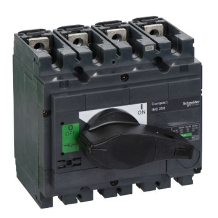 Picture of switch disconnector, Compact INS250, 250A, standard version with black rotary handle, 4 poles