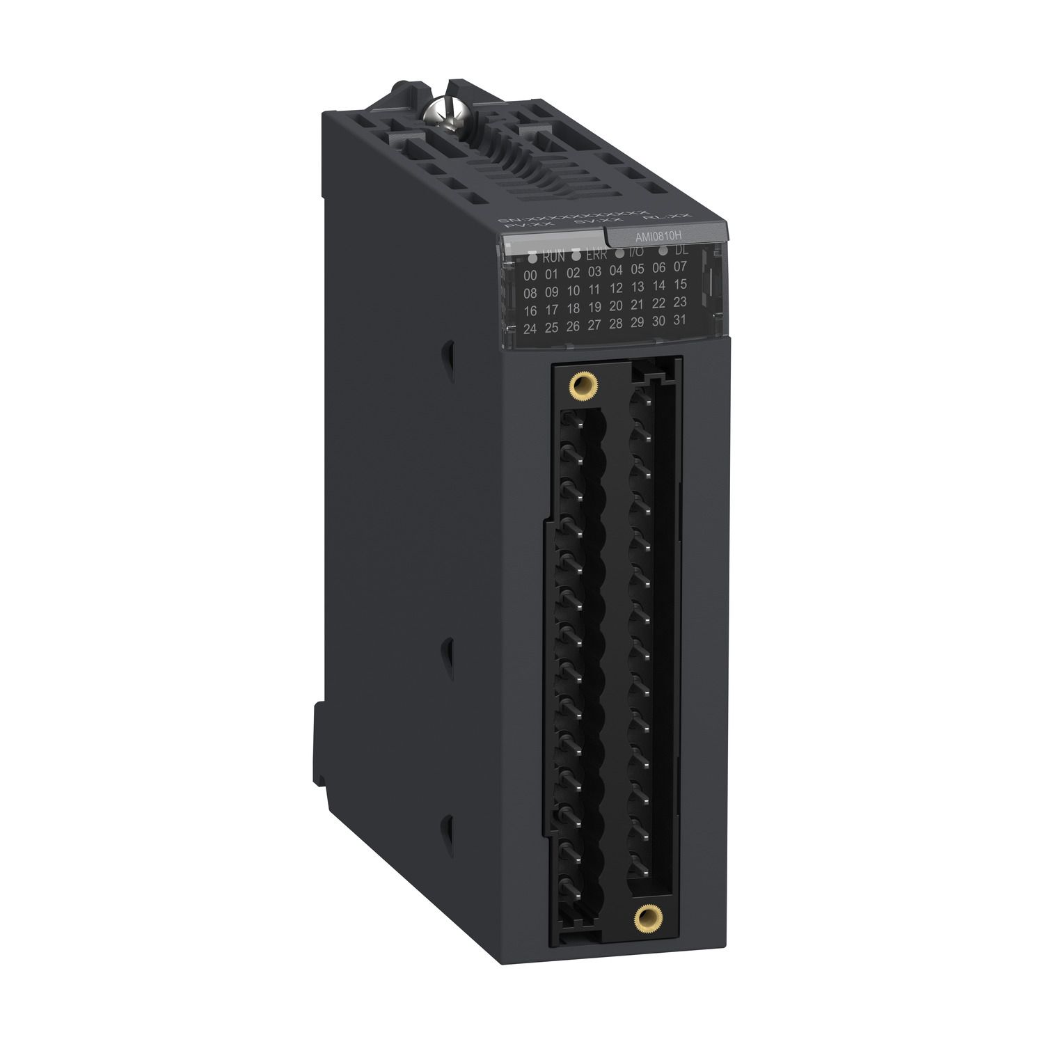 Picture of analog isolated high level input module, Modicon X80, 8 I, 0 to 20mA, 4 to 20mA, 10V positive or negative, severe environment
