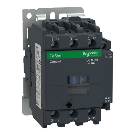 Picture of Contactor, Tesys Deca, 3P(3NO),AC-3/AC-3e/<=440V 50A,220V AC 50/60Hz coil, screw clamp terminals