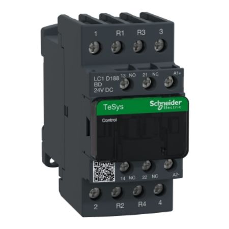 Picture of Contactor, TeSys Deca, 4P(2NO+2NC), AC-1, <=440V, 32A, 24VDC coil, screw clamp terminals