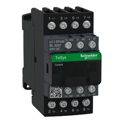 Picture of Contactor, TeSys Deca S207,4P(4NO),AC-1 40A , <=440V, 24V DC coil low consumption coil, lugs-ring terminal
