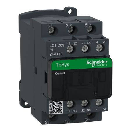 Picture of TeSys D, Contactor, 3P(3 NO), AC-3/AC-3e, 0 to 440V, 9A, 24VDC low consumption coil