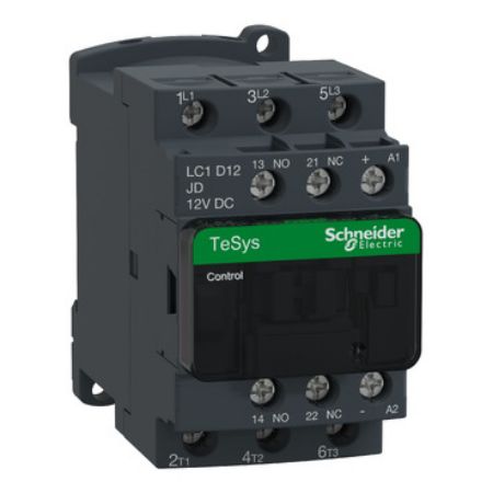 Picture of Contactor, TeSys Deca, 3P(3NO), AC-3/AC-3e, <=440V, 12A, 12V DC coil, screw clamp terminals