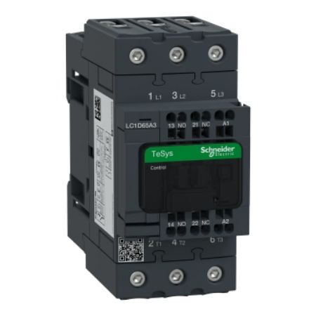 Picture of Contactor, TeSys Deca, 3P(3 NO), AC-3/AC-3e, <=400V, 65A, 110V AC 50/60Hz coil, spring terminals