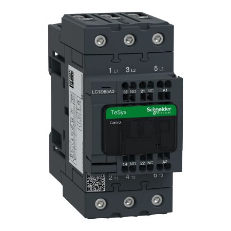Picture of Contactor, TeSys Deca, 3P(3 NO), AC-3/AC-3e, <=400V, 65A, 230V AC 50/60Hz coil, spring terminals