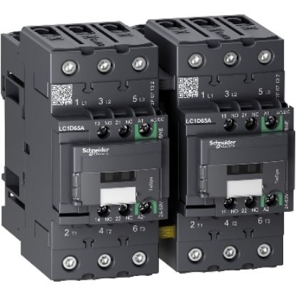 Picture of TeSys; TeSys Deca, Reversing contactor, 3P(3 NO), AC-3, 0 to 440V, 65A, 24 to 60VAC/DC coil