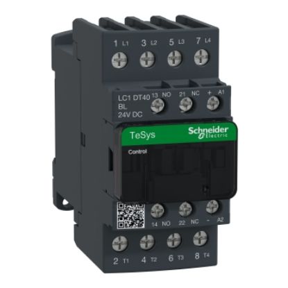 Picture of TeSys; TeSys Deca, Contactor, 4P(4 NO), AC-1, 0 to 440V, 40A, 24VDC low cons coil