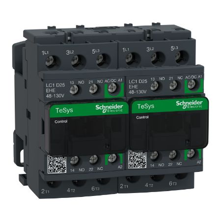 Picture of TeSys; TeSys Deca, Reversing contactor, 3P(3 NO), AC-3, 0 to 440V, 25A, 48 to 130VAC/DC coil
