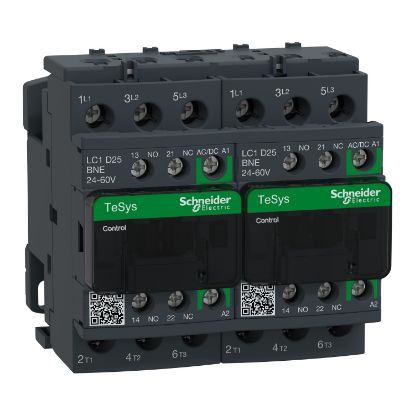 Picture of TeSys; TeSys Deca, Reversing contactor, 3P(3 NO), AC-3, 0 to 440V, 25A, 24 to 60VAC/DC coil