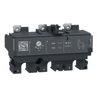 Picture of Trip unit TM50D, ComPacT NSX100/160, 3 poles, thermal magnetic protections, 50A rating