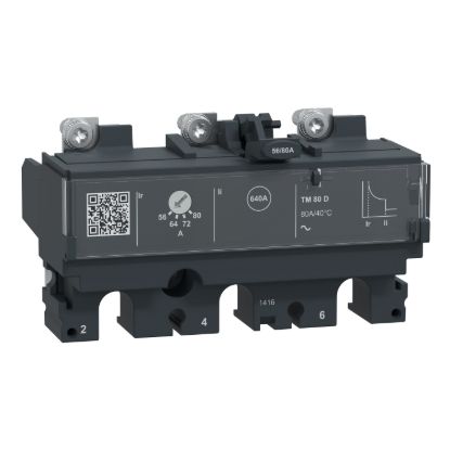 Picture of Trip unit TM80D, ComPacT NSX100/160/250, 3 poles, thermal magnetic protections, 80A rating