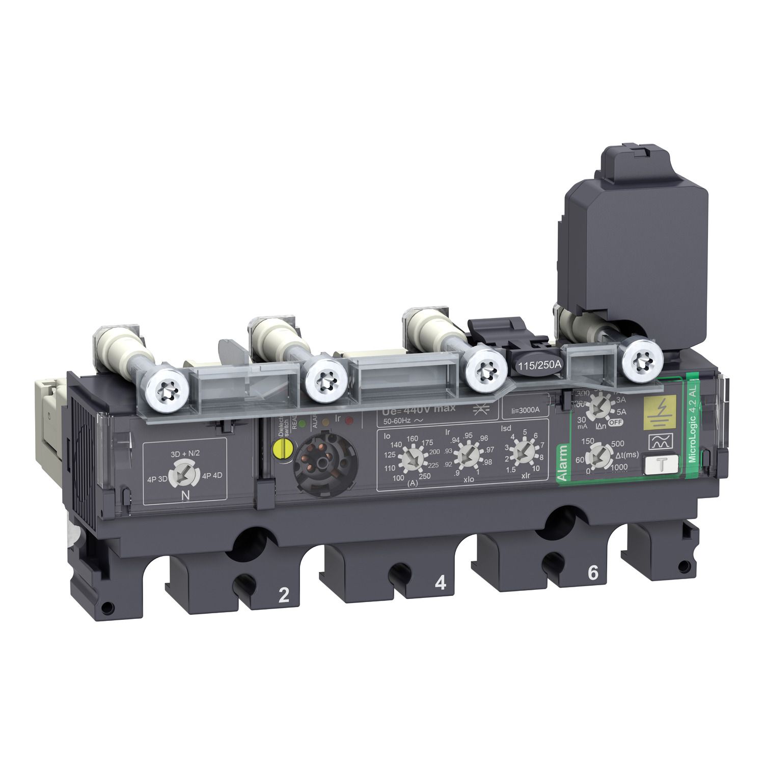 Picture of Trip unit MicroLogic Vigi 4.2AL, ComPacT NSX100-250, 4 poles, electronic basic protections, earth leakage alarm, 100A