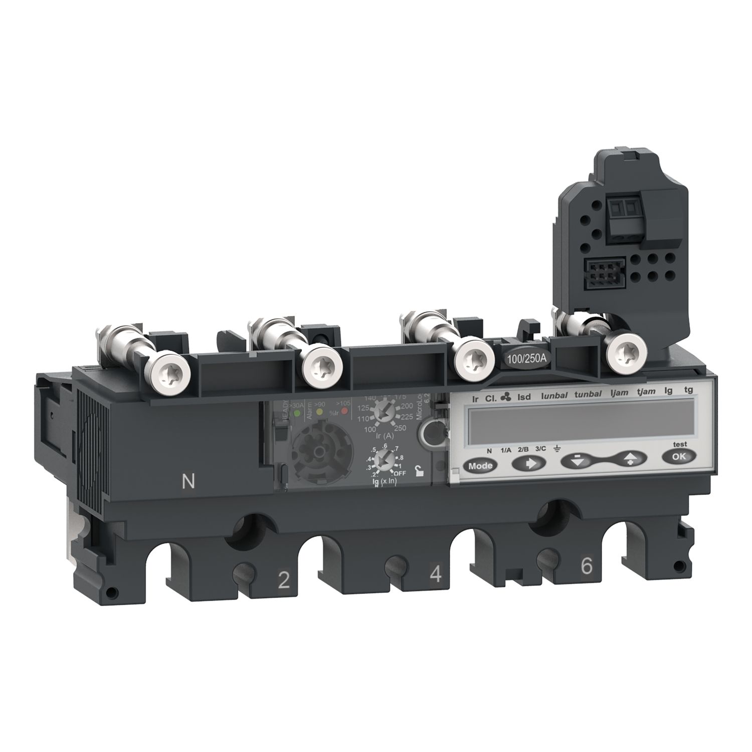 Picture of Trip unit MicroLogic 6.2E, ComPacT NSX100/160/250, 4 poles, basic and ground fault protections, energy meter, 40A