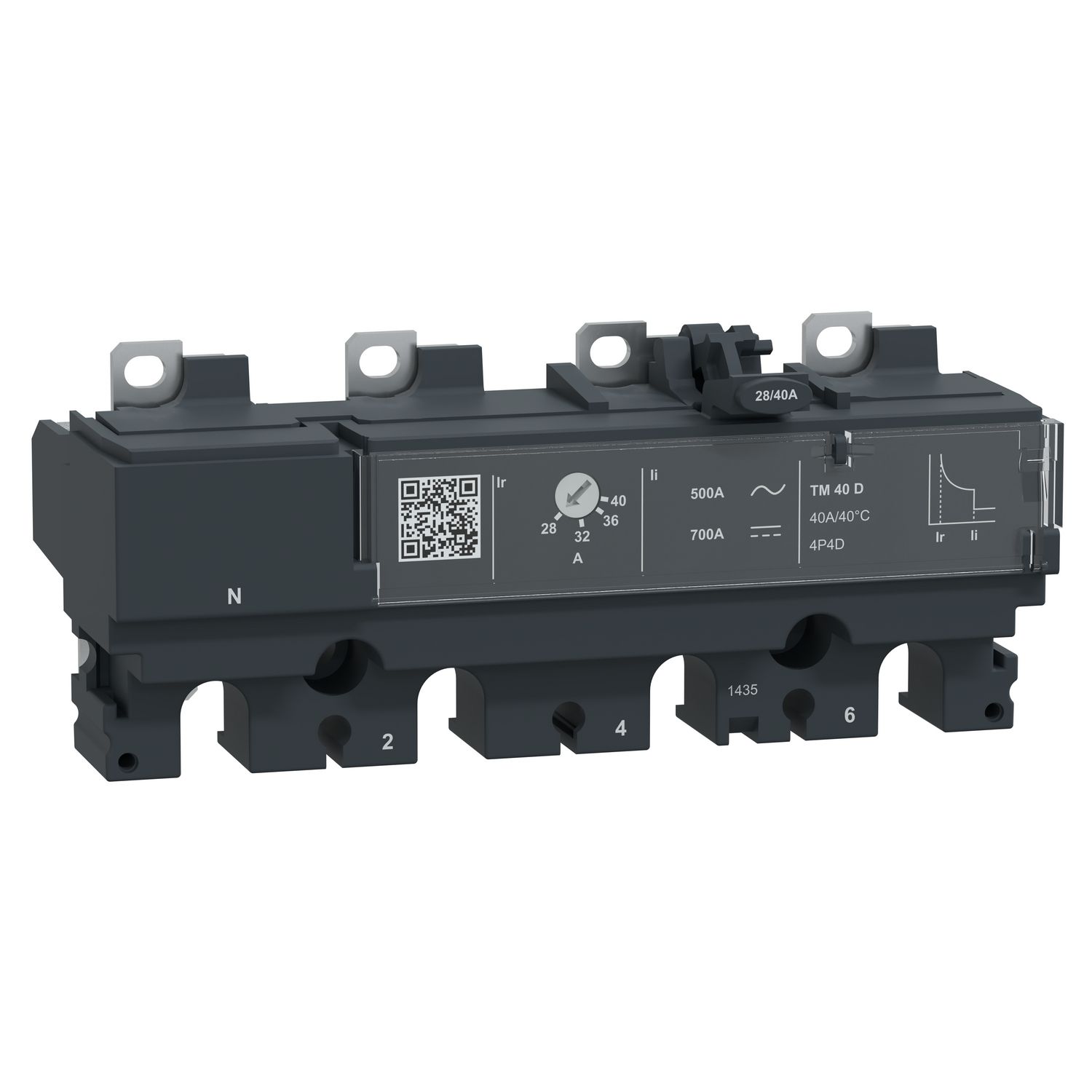 Picture of Trip unit TM40D, ComPacT NSX100/160, 4 poles 4D (neutral fully protected), thermal magnetic protections, 40A rating