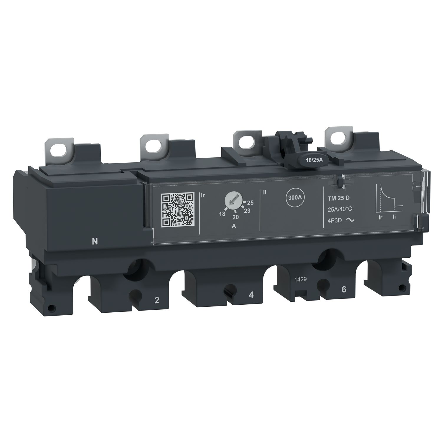 Picture of Trip unit TM25D, ComPacT NSX100, 4 poles 3D (neutral not protected), thermal magnetic protections, 25A rating