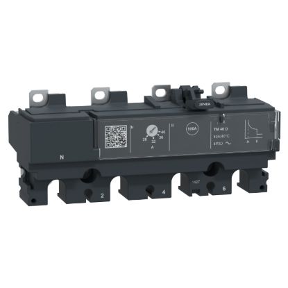 Picture of Trip unit TM40D, ComPacT NSX100/160, 4 poles 3D (neutral not protected), thermal magnetic protections, 40A rating
