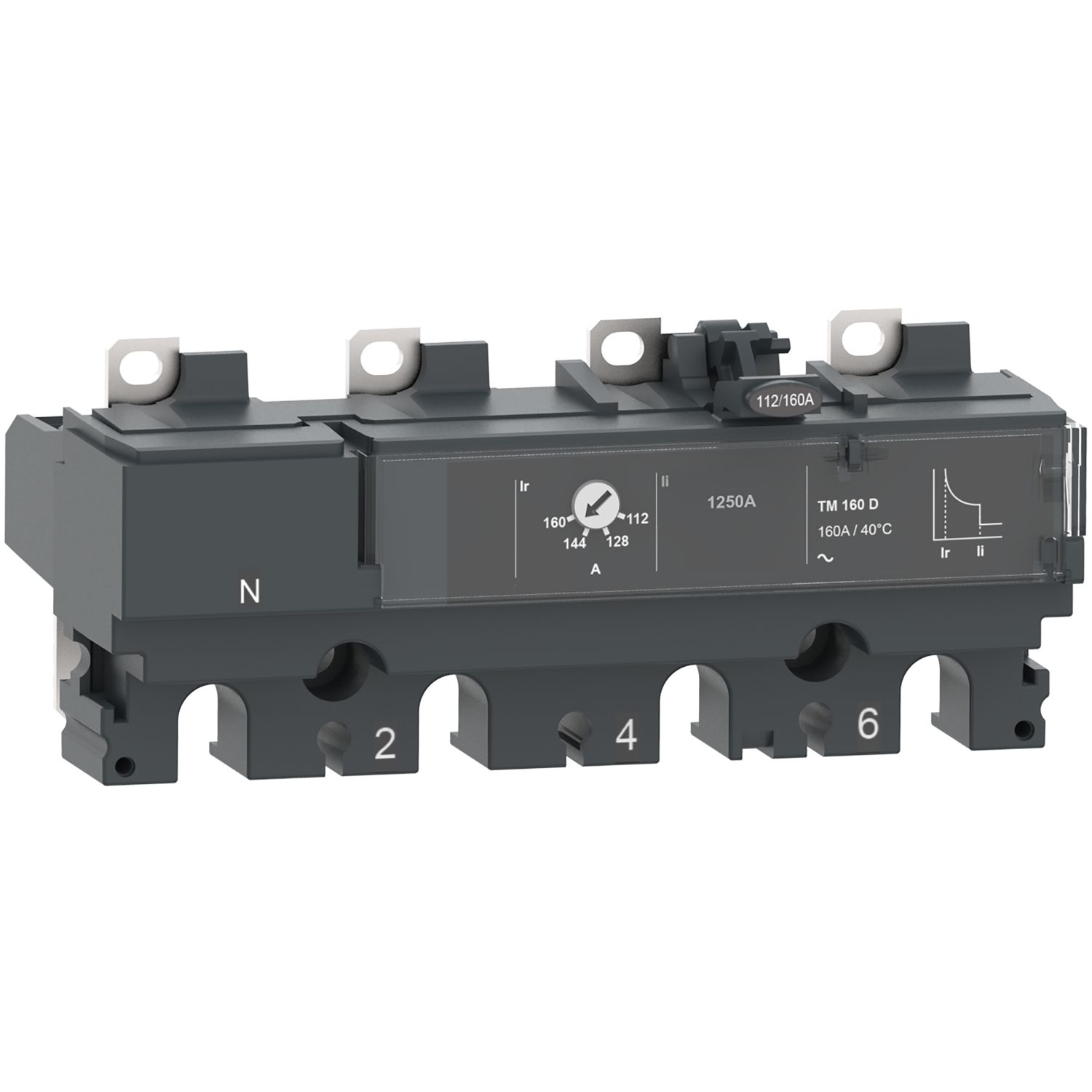 Picture of Trip unit TM100D, ComPacT NSX100/160/250, 4 poles 3D (neutral not protected), thermal magnetic protections, 100A rating