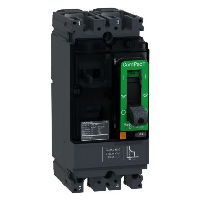 Picture of Circuit breaker, ComPacT NSX100S AC/DC, 70kA/415VAC, 2 poles, TMD trip unit 16A