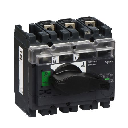 Picture of switch disconnector, Compact INV160, visible break, 160A, standard version with black rotary handle, 3 poles